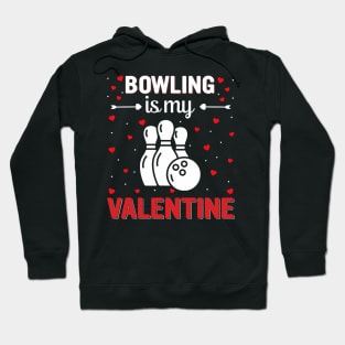 Red Heart Cupid Love Graphic Bowling Is My Valentine Day Hoodie